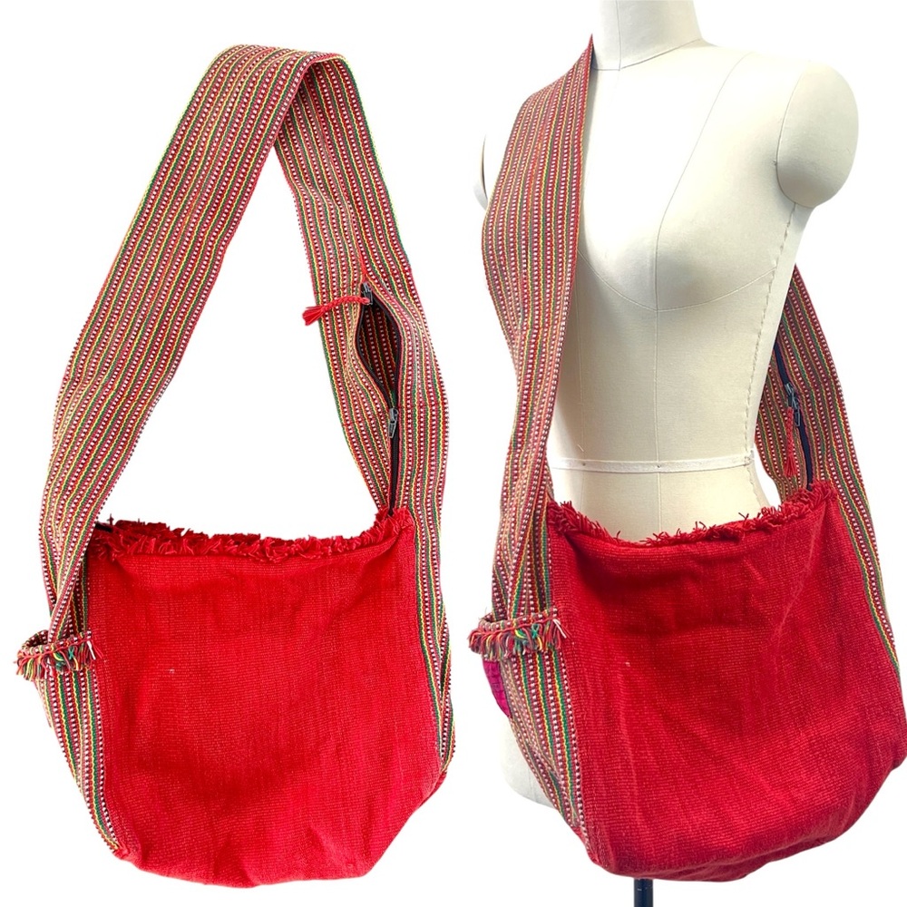 VTG Handmade Nepal Pokhara Woven Cotton Crossbody Bag Boho Hippie Festival